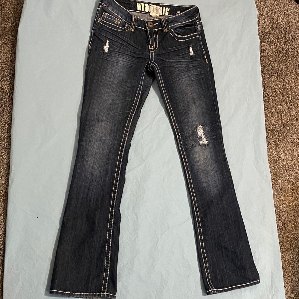 Hydraulic Boot-Cut Low-Rise Ripped Jeans
